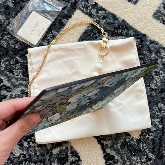 Gucci blooms blue GG coated canvas leather clutch bag - Picture 4 of 7